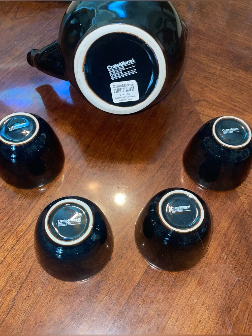 Vintage Crate&Barrel Porcelain Glazed high luster. Yi Xiang Min 5pcsx Tea set